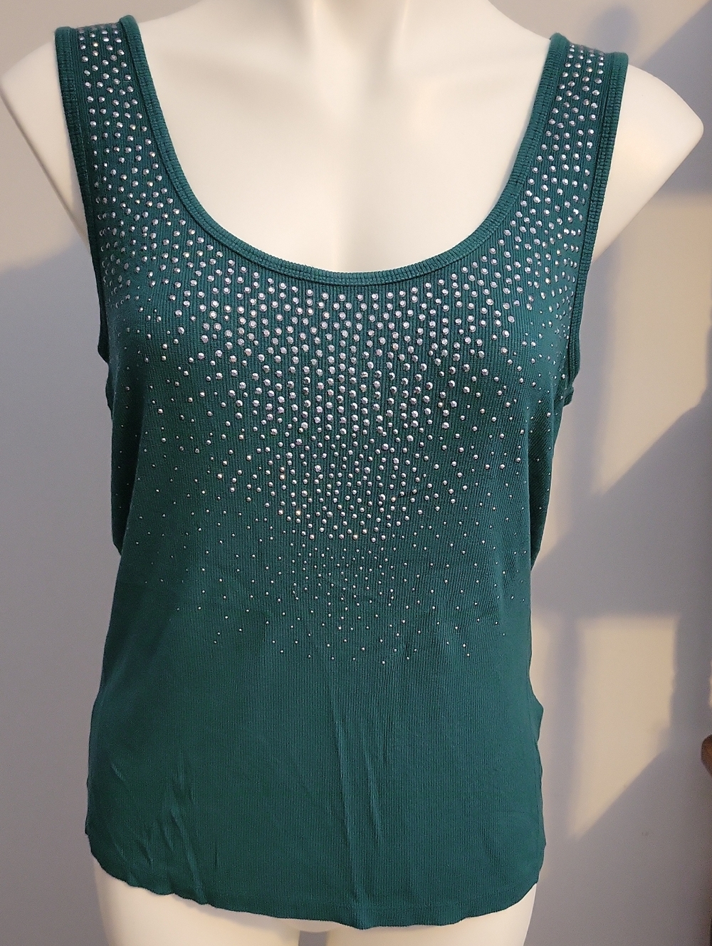Calvin Klein Teal Studded Scoop Neck Tank Top - Women...size  Large
